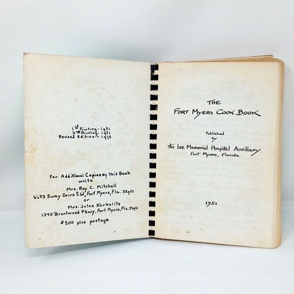 Fort Myers Cookbook Recipes (1975 Revised Vintage Spiral Bound Paperback) - Picture 4 of 9